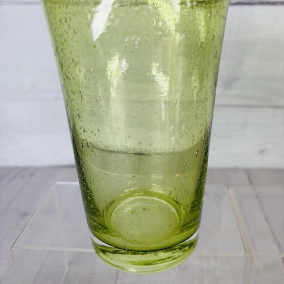 Hand-Blown Weighted Base Flared Artisan Mexico Lime Green Glass Tumbler Set of 5 - Picture 13 of 16